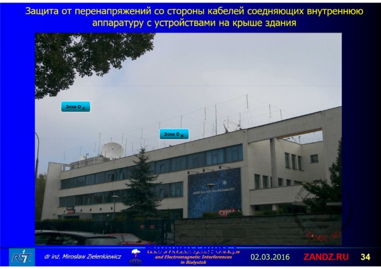 Lightning protection of a television building